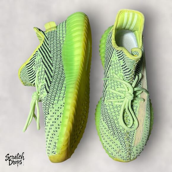 Yeezy Boost 350 V2 Men Shoes 10 Neon Green Comfortable Stylish Sneakers Yeezreel - Picture 6 of 8